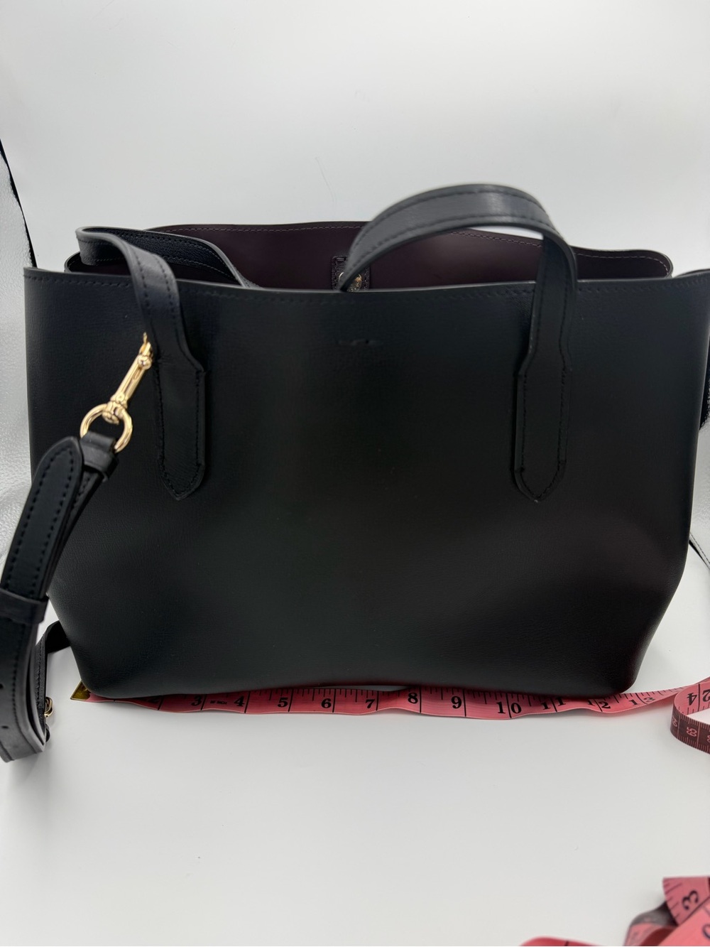 Coach Black Leather Shoulder Bag with Crossbody Strap Gold Logo - Picture 3 of 6